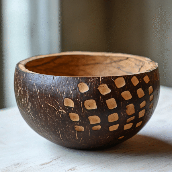 Abstract Pattern Engraved Coconut Bowl