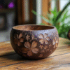 Flower Pattern Engraved Coconut Bowl