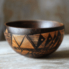 Geometric Pattern Engraved Coconut Bowl