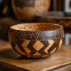 Geometric Pattern Engraved Coconut Bowl