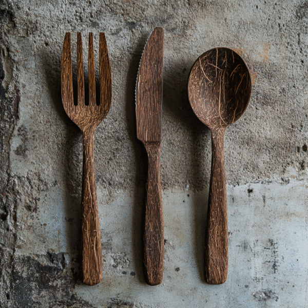 Coconut Spoon, Knife and Fork Set - Image 4