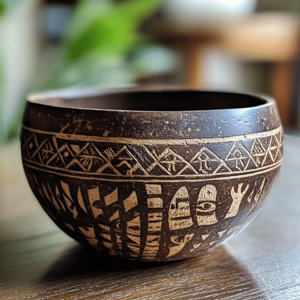 Tribal Pattern Engraved Coconut Bowl